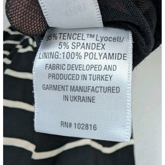 Garnet Hill Tencel Cotton Cap Sleeve Midi Dress Striped Black Size M - Picture 7 of 9